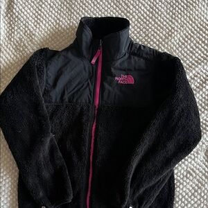 The North Face Kids Black Fleece Jacket with Pink Zipper